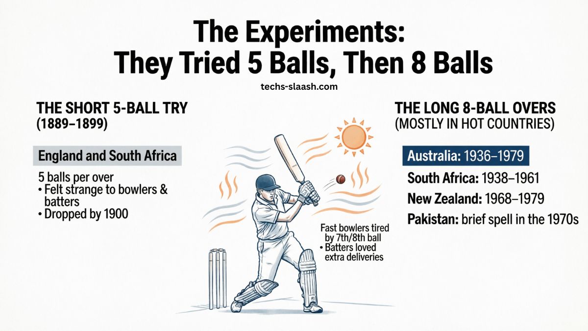 how many balls were originally there in one test over?
